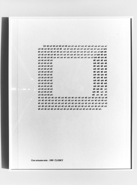 Claude Closky, ‘Cent soixante-trois [one hundred and sixty-three]’, 1989, laser print on paper, 29,7 x 21 cm.
